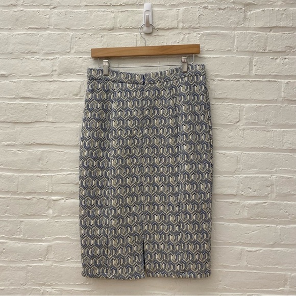 Anthropologie || Maeve Emmy Textured Pencil Skirt Geometric Blue Medium - Picture 4 of 8